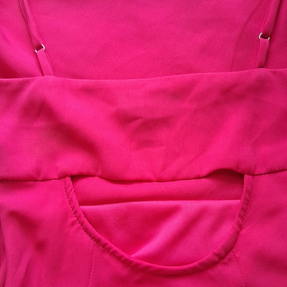 Aqua Bloomingdale's Hot Pink Cowl Cutout Cocktail Dress Size X-Small - Picture 4 of 5